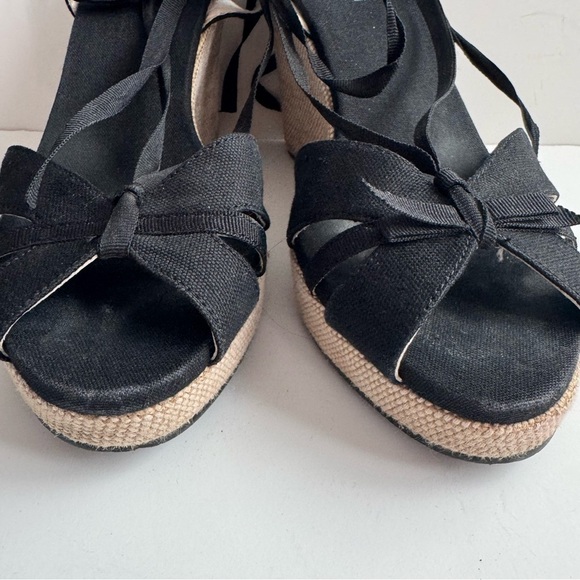 Unisa Elegant Black platform Wedge Sandals lace ankle - Picture 11 of 13